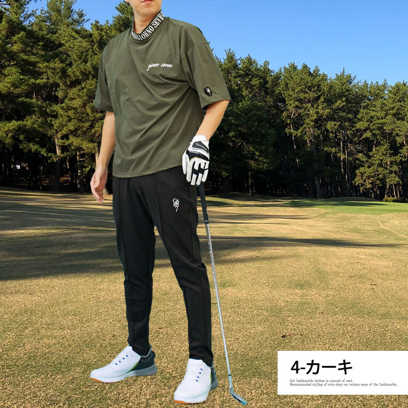 トップイズム TopIsm ゴルフウェア モックネックシャツ メンズ GIORNO SEVEN ジョルノセブン ワイドシルエット ハイネック ゴルフ 接触冷感 ストレッチ 半袖 ロゴ ポロシャツ 春夏