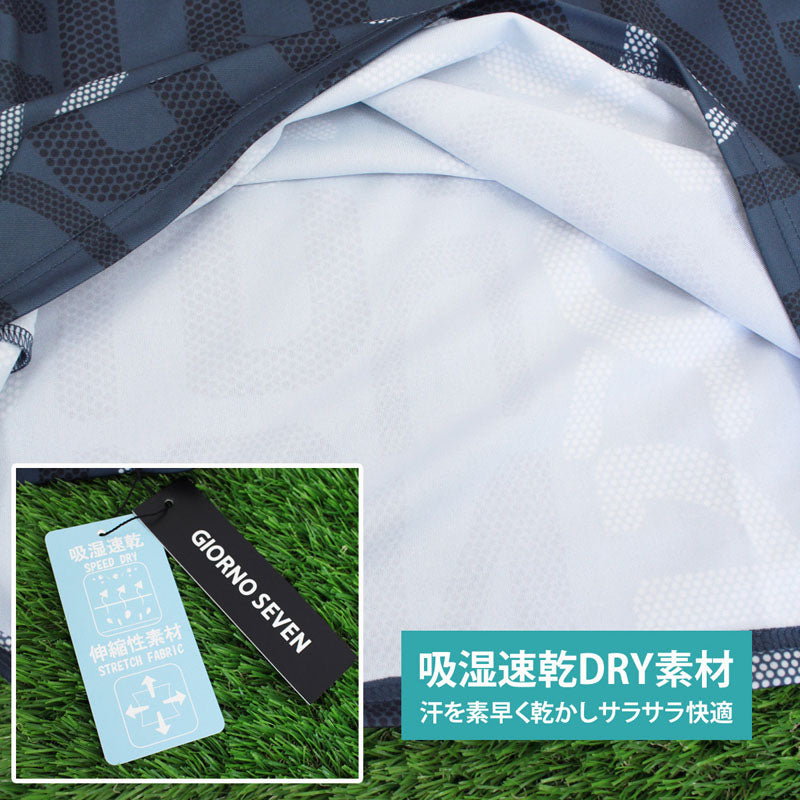 トップイズム TopIsm ゴルフウェア モックネックシャツ メンズ GIORNO SEVEN ジョルノセブン ハイネックTシャツ 半袖 トップス 総柄 ロゴ ストレッチ 吸湿速乾ドライ