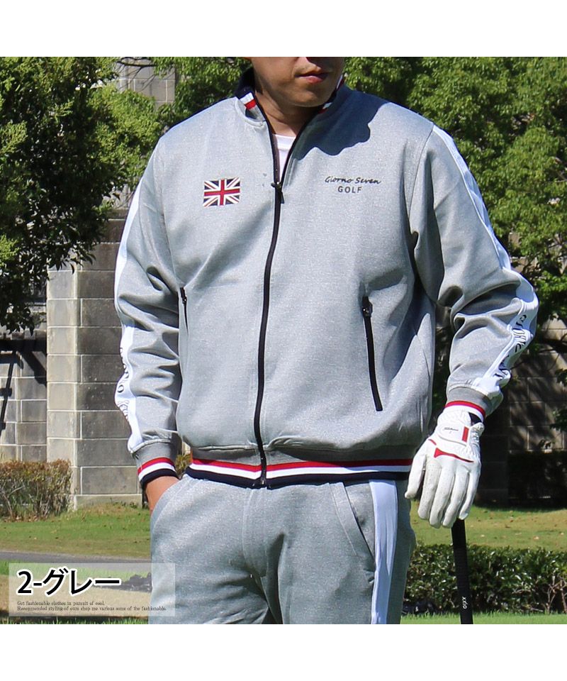トップイズム TopIsm ゴルフジャケット メンズ ゴルフウェア GIORNO SEVEN ジョルノセブン ジャージトラックジャケット ブルゾン フルジップアップ ロゴ 刺繍 ライン ト