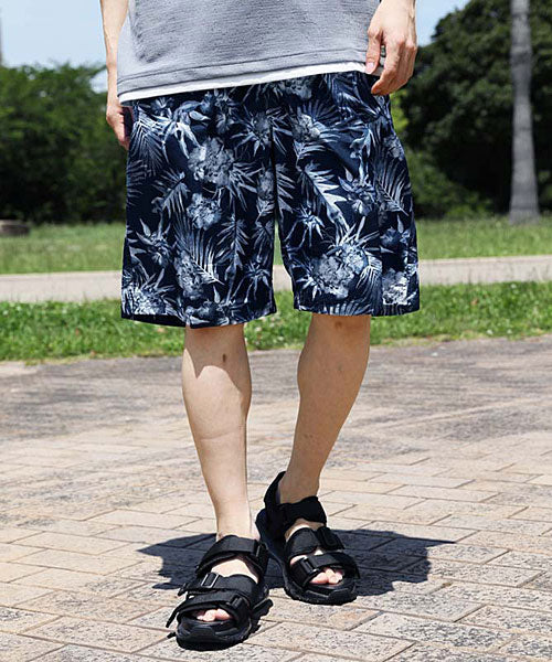 トップイズム TopIsm 水着 メンズ サーフパンツ 水陸両用 インナーパンツ付 海パン 海水パンツ 総柄 ボタニカル柄 スイムウェア 水泳 スポーツ 男性用 ショートパンツ 夏 （1-ネイビー） 1-ネイビー