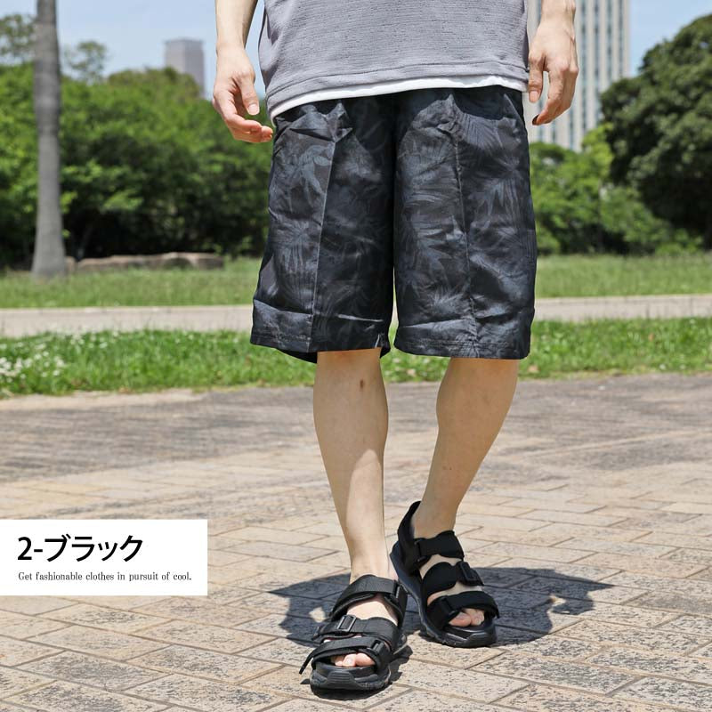 トップイズム TopIsm 水着 メンズ サーフパンツ 水陸両用 インナーパンツ付 海パン 海水パンツ 総柄 ボタニカル柄 スイムウェア 水泳 スポーツ 男性用 ショートパンツ キャンプ アウトドア 夏 （1-ネイビー） 1-ネイビー