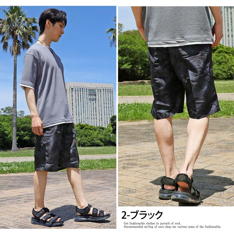 トップイズム TopIsm 水着 メンズ サーフパンツ 水陸両用 インナーパンツ付 海パン 海水パンツ 総柄 ボタニカル柄 スイムウェア 水泳 スポーツ 男性用 ショートパンツ キャンプ アウトドア 夏 （1-ネイビー） 1-ネイビー
