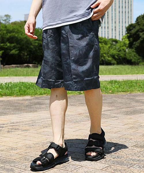 トップイズム TopIsm 水着 メンズ サーフパンツ 水陸両用 インナーパンツ付 海パン 海水パンツ 総柄 ボタニカル柄 スイムウェア 水泳 スポーツ 男性用 ショートパンツ 夏 （2-ブラック） 2-ブラック