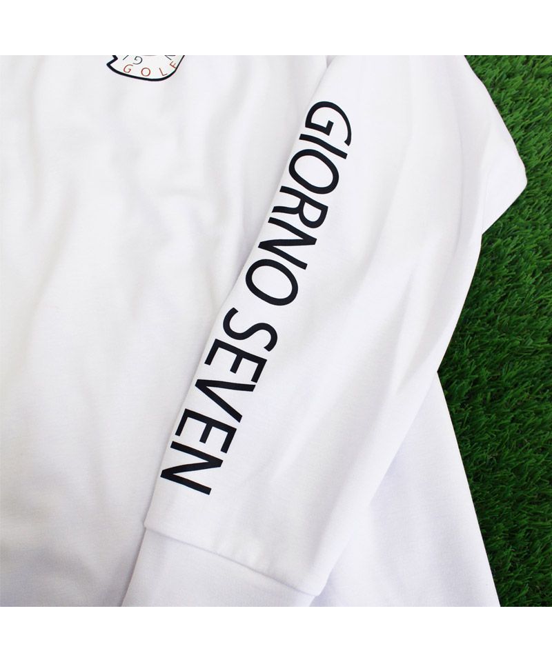 トップイズム TopIsm ゴルフ モックネックシャツ ハイネックTシャツ メンズ ゴルフウェア GIORNO SEVEN ジョルノセブン ストレッチ 長袖 無地 ロゴプリント 切替 ポロ （3-ブラックホワイト） 3-ブラックホワイト