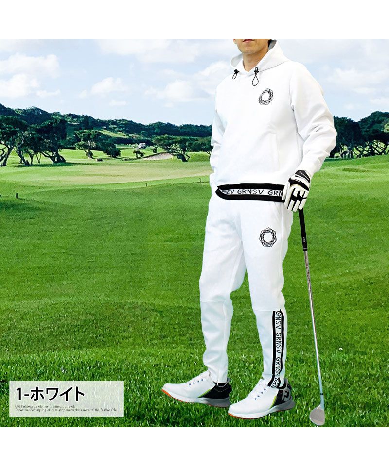 トップイズム TopIsm ゴルフウェア メンズ 上下セットアップ GIORNO SEVEN ジョルノセブン プルパーカー トップス ゴルフパンツ リブロゴ ブランド おしゃれ 秋冬 春夏 （4-ネイビー） 4-ネイビー