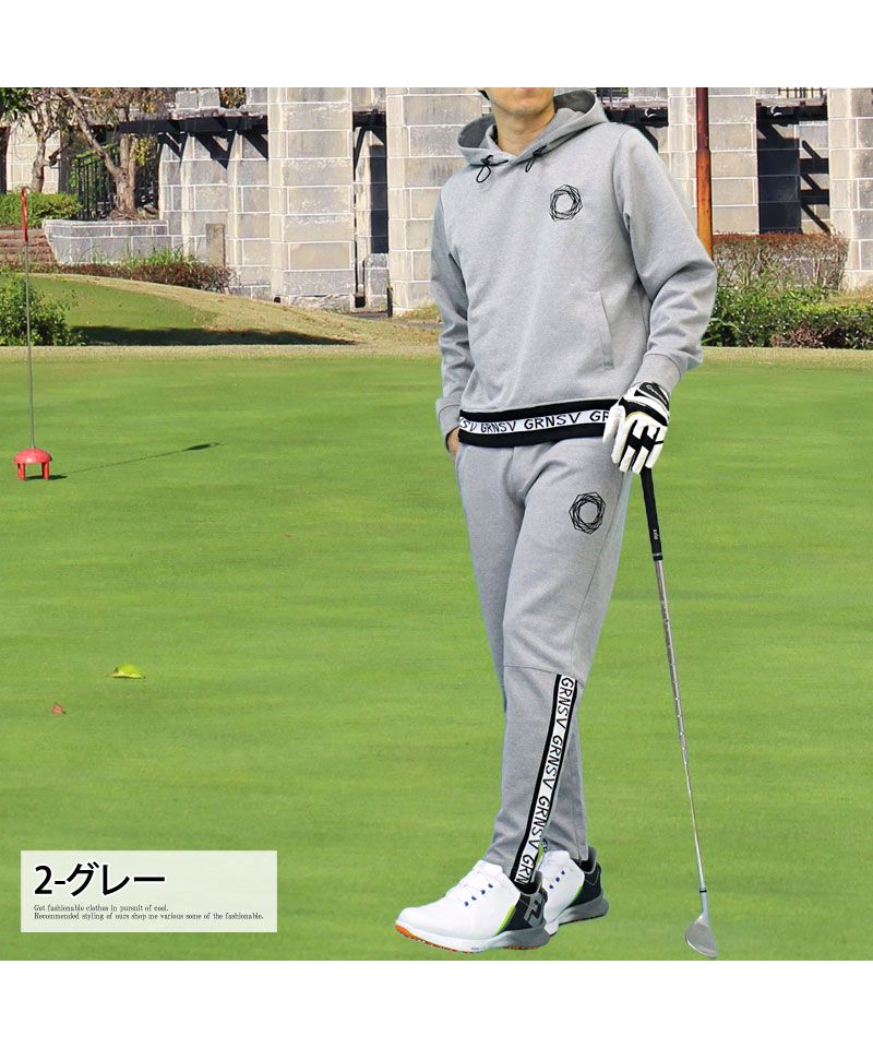 トップイズム TopIsm ゴルフウェア メンズ 上下セットアップ GIORNO SEVEN ジョルノセブン プルパーカー トップス ゴルフパンツ リブロゴ ブランド おしゃれ 秋冬 春夏 （4-ネイビー） 4-ネイビー