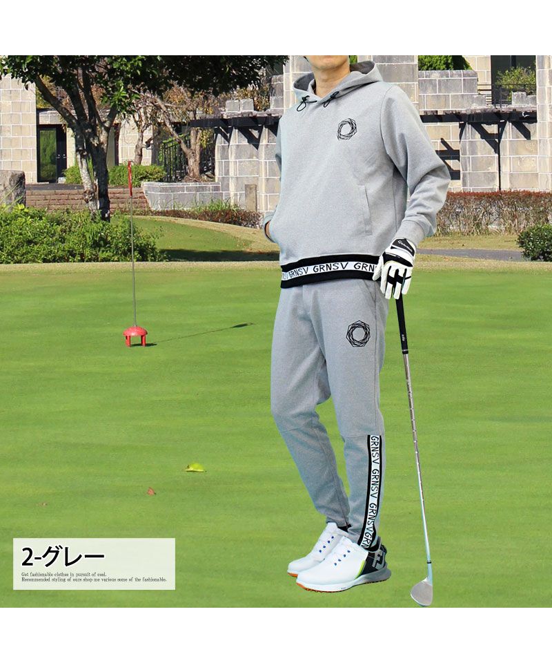 トップイズム TopIsm ゴルフウェア メンズ 上下セットアップ GIORNO SEVEN ジョルノセブン プルパーカー トップス ゴルフパンツ リブロゴ ブランド おしゃれ 秋冬 春夏 （4-ネイビー） 4-ネイビー