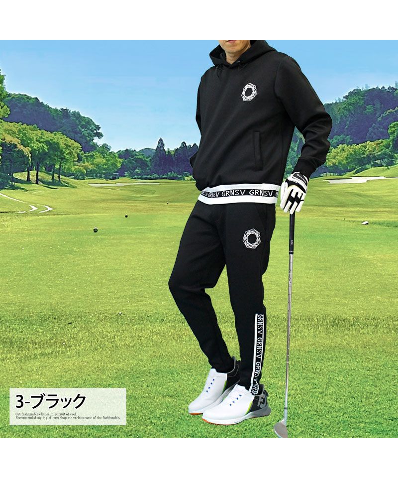 トップイズム TopIsm ゴルフウェア メンズ 上下セットアップ GIORNO SEVEN ジョルノセブン プルパーカー トップス ゴルフパンツ リブロゴ ブランド おしゃれ 秋冬 春夏 （4-ネイビー） 4-ネイビー