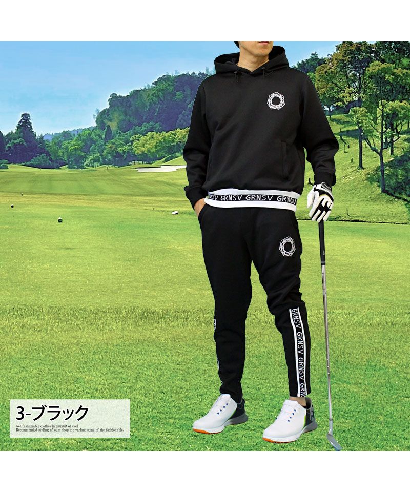トップイズム TopIsm ゴルフウェア メンズ 上下セットアップ GIORNO SEVEN ジョルノセブン プルパーカー トップス ゴルフパンツ リブロゴ ブランド おしゃれ 秋冬 春夏 （4-ネイビー） 4-ネイビー