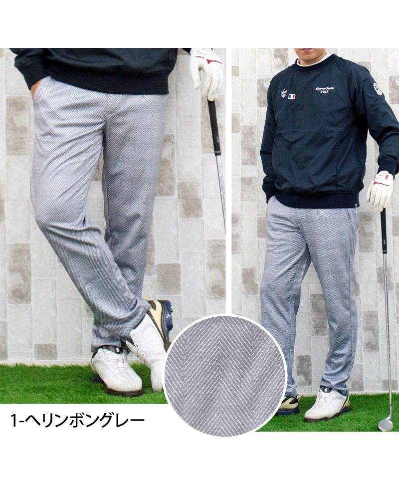 トップイズム TopIsm ゴルフパンツ メンズ ゴルフウェア 総柄 ストレッチ イージーパンツ スラックスタイプ ジャージ ウエストゴム スリム ボトムス 秋冬 春夏