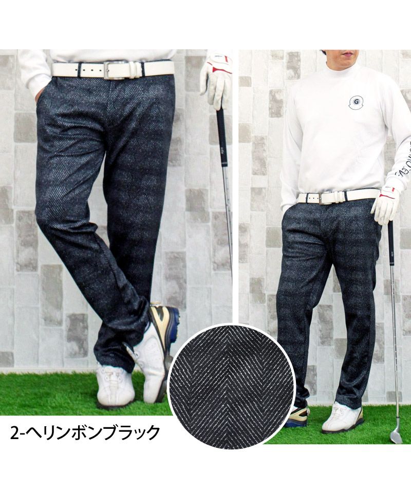 トップイズム TopIsm ゴルフパンツ メンズ ゴルフウェア 総柄 ストレッチ イージーパンツ スラックスタイプ ジャージ ウエストゴム スリム ボトムス 秋冬 春夏
