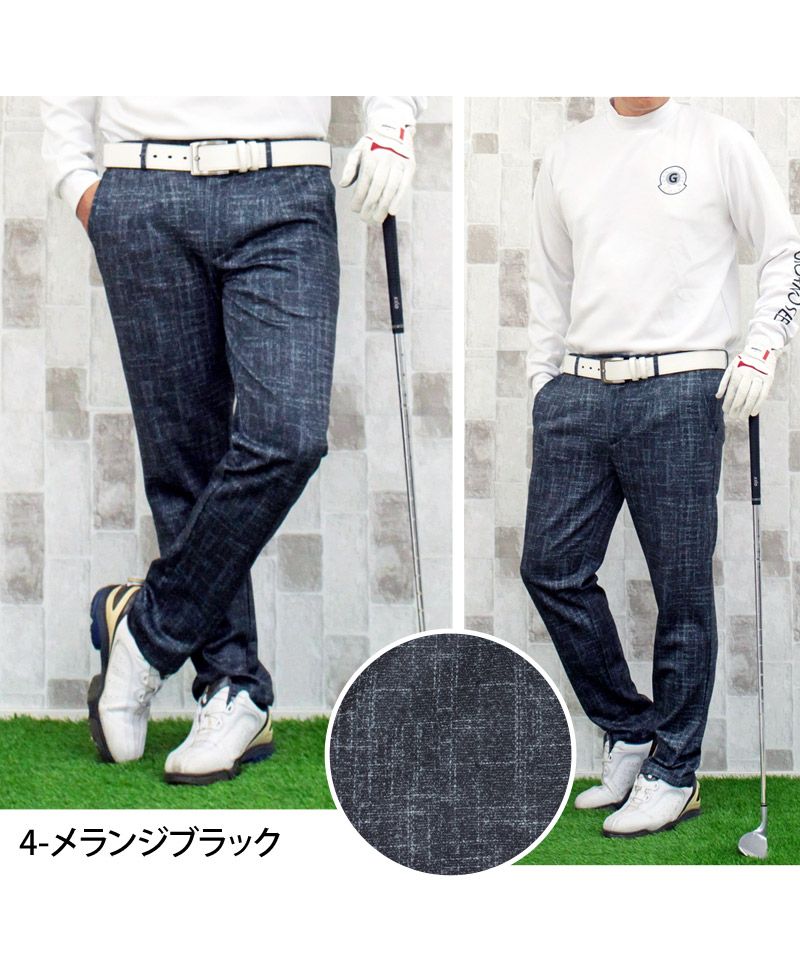 トップイズム TopIsm ゴルフパンツ メンズ ゴルフウェア 総柄 ストレッチ イージーパンツ スラックスタイプ ジャージ ウエストゴム スリム ボトムス 秋冬 春夏
