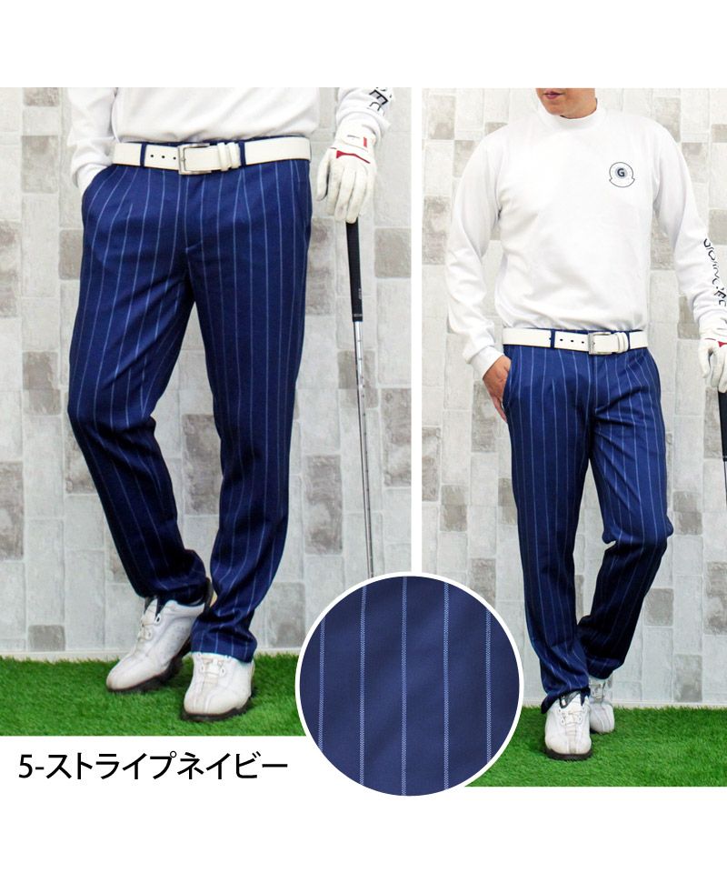トップイズム TopIsm ゴルフパンツ メンズ ゴルフウェア 総柄 ストレッチ イージーパンツ スラックスタイプ ジャージ ウエストゴム スリム ボトムス 秋冬 春夏