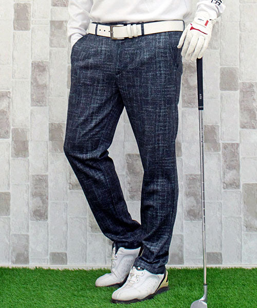 トップイズム TopIsm ゴルフパンツ メンズ ゴルフウェア 総柄 ストレッチ イージーパンツ スラックスタイプ ジャージ ウエストゴム スリム ボトムス 秋冬 春夏