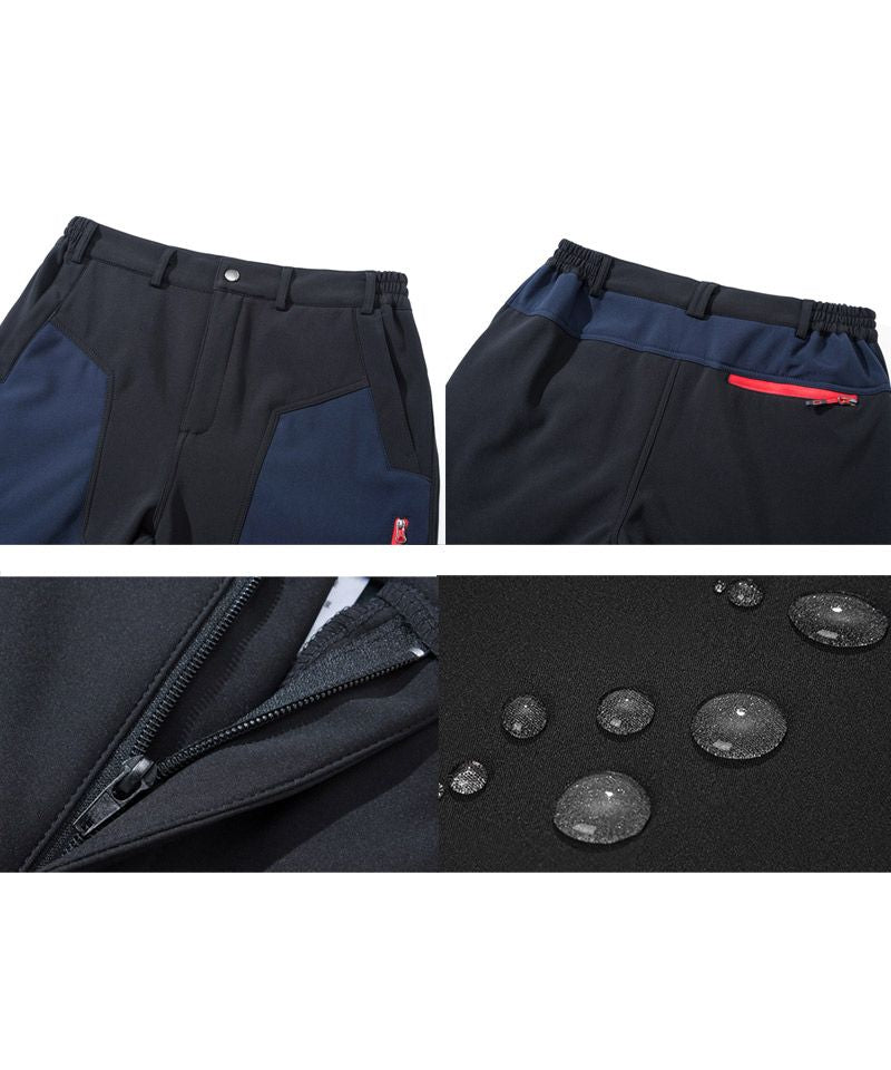 トップイズム TopIsm 暖か裏起毛フリース アウトドアパンツ メンズ クライミングパンツ アウトドアウェア ストレッチ 秋冬 切替カラー ウエストゴム カーゴパンツ キャンプ 登山