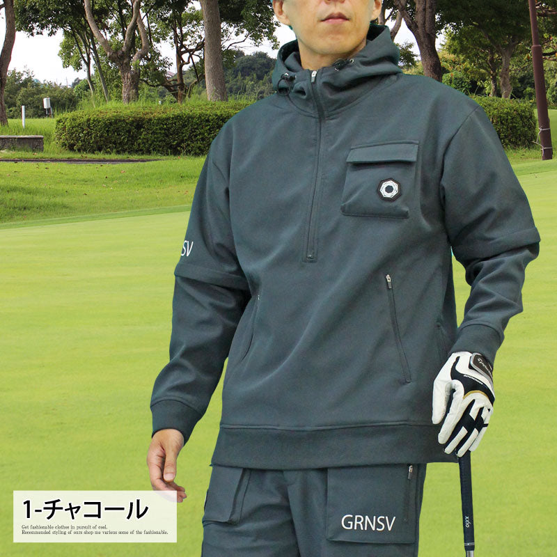トップイズム TopIsm ゴルフジャケット メンズ ゴルフウェア スニードジャック フードパーカー GIORNO SEVEN ジョルノセブン 袖2WAY アウター ブルゾン トップス プルオーバー 裏暖かい 秋冬