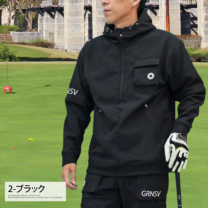 トップイズム TopIsm ゴルフジャケット メンズ ゴルフウェア スニードジャック フードパーカー GIORNO SEVEN ジョルノセブン 袖2WAY アウター ブルゾン トップス プルオーバー 裏暖かい 秋冬