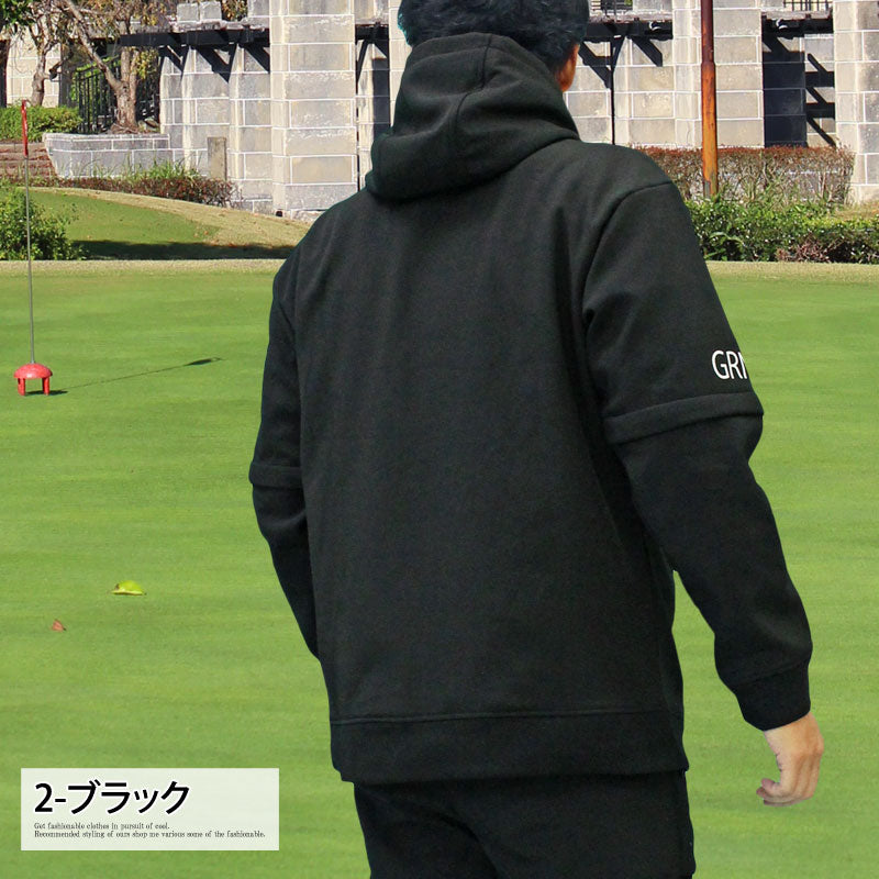 トップイズム TopIsm ゴルフジャケット メンズ ゴルフウェア スニードジャック フードパーカー GIORNO SEVEN ジョルノセブン 袖2WAY アウター ブルゾン トップス プルオーバー 裏暖かい 秋冬