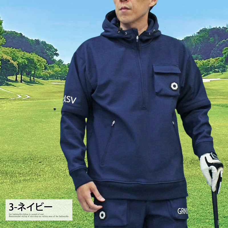 トップイズム TopIsm ゴルフジャケット メンズ ゴルフウェア スニードジャック フードパーカー GIORNO SEVEN ジョルノセブン 袖2WAY アウター ブルゾン トップス プルオーバー 裏暖かい 秋冬