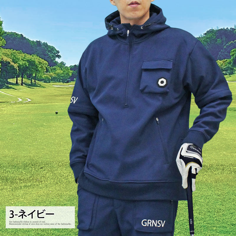 トップイズム TopIsm ゴルフジャケット メンズ ゴルフウェア スニードジャック フードパーカー GIORNO SEVEN ジョルノセブン 袖2WAY アウター ブルゾン トップス プルオーバー 裏暖かい 秋冬