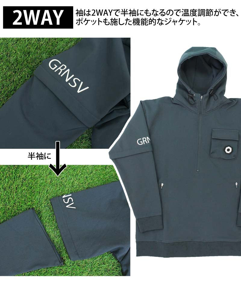 トップイズム TopIsm ゴルフジャケット メンズ ゴルフウェア スニードジャック フードパーカー GIORNO SEVEN ジョルノセブン 袖2WAY アウター ブルゾン トップス プルオーバー 裏暖かい 秋冬