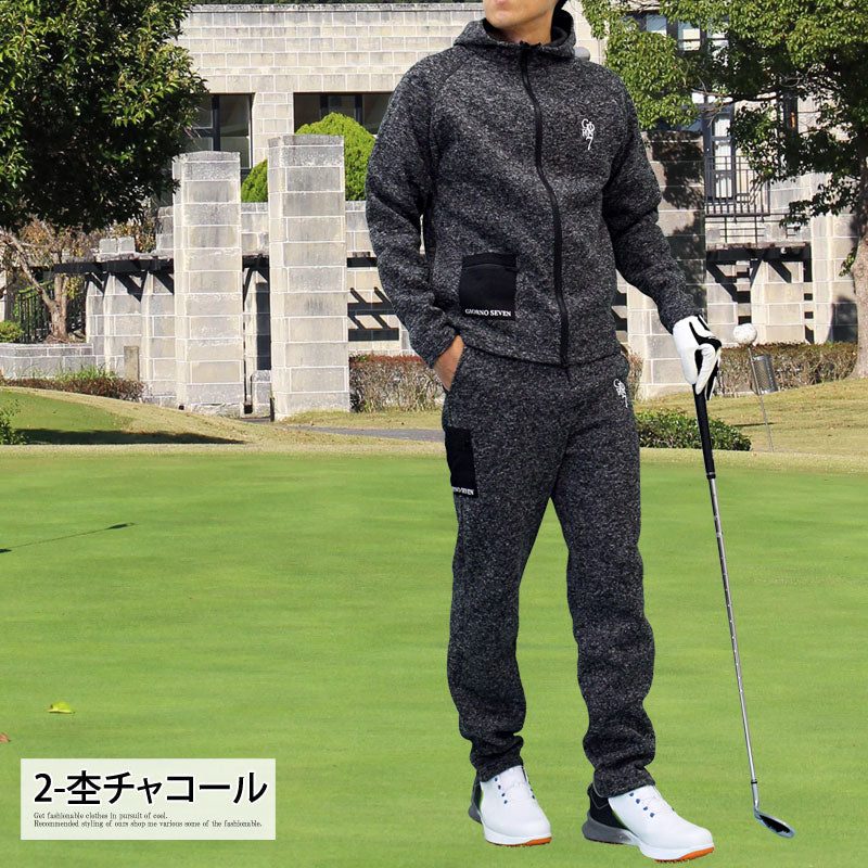 トップイズム TopIsm ゴルフウェア メンズ 上下セットアップ GIORNO SEVEN ジョルノセブン 裏起毛 ニットフリース 暖かい ゴルフパンツ ジップパーカージャケット おしゃれ ブランド 秋冬