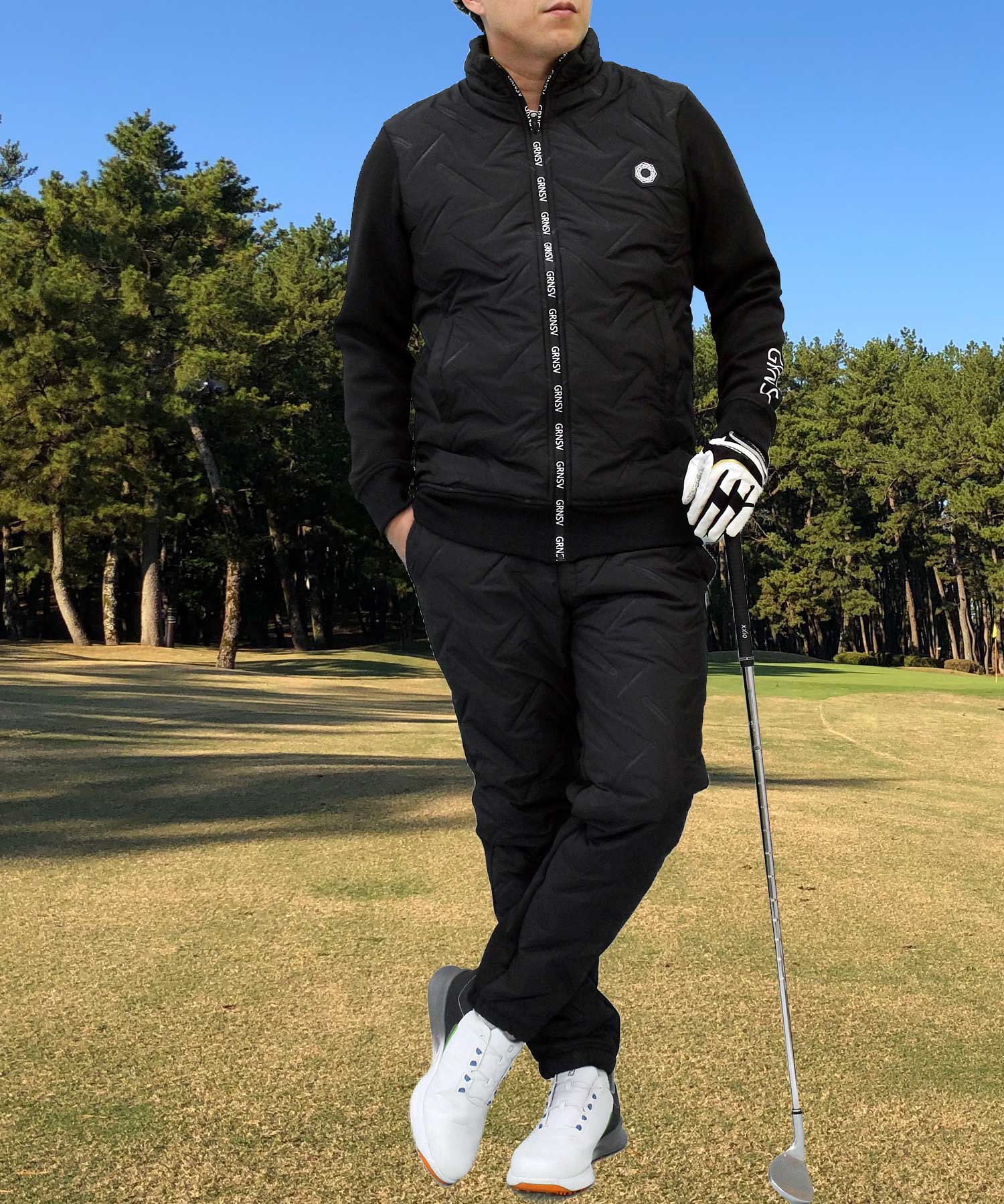 トップイズム TopIsm ゴルフ 中綿上下セットアップ メンズ ゴルフウェア GIORNO SEVEN ジョルノセブン アウター 中綿ジャケット ブルゾン ゴルフパンツ 秋冬 （2-ブラック） 2-ブラック