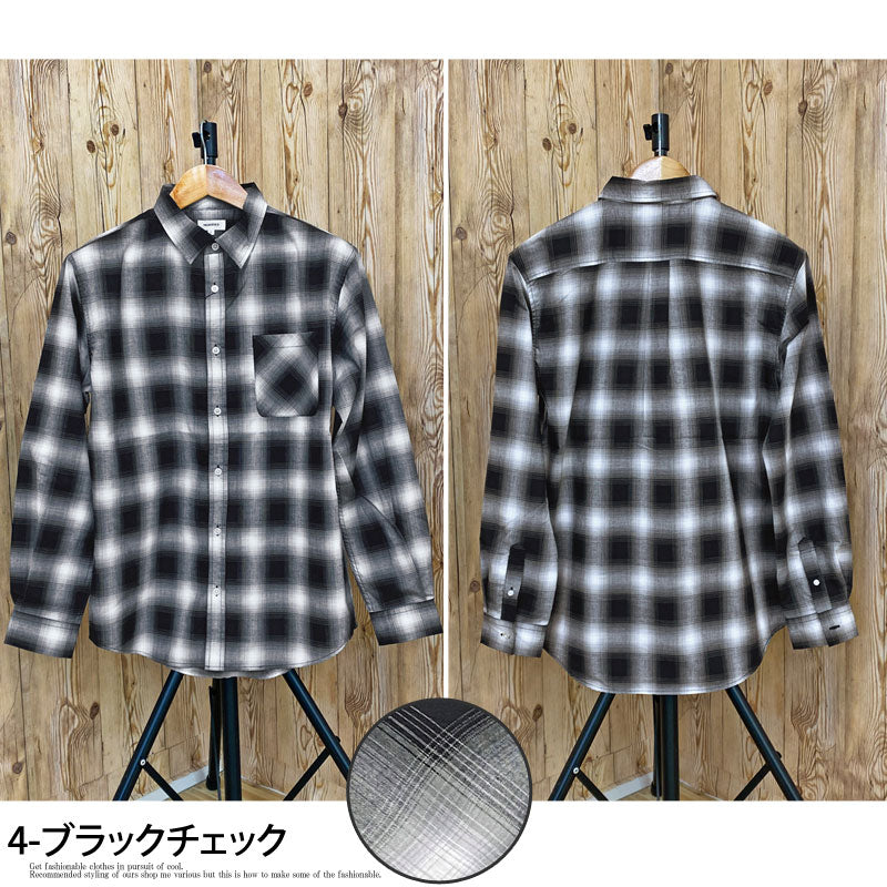 TopIsm Shirt Men's Check Shirt Madras Check Ombre Check Gingham Check Long Sleeve Shirt Casual Shirt