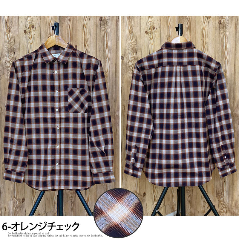 TopIsm Shirt Men's Check Shirt Madras Check Ombre Check Gingham Check Long Sleeve Shirt Casual Shirt