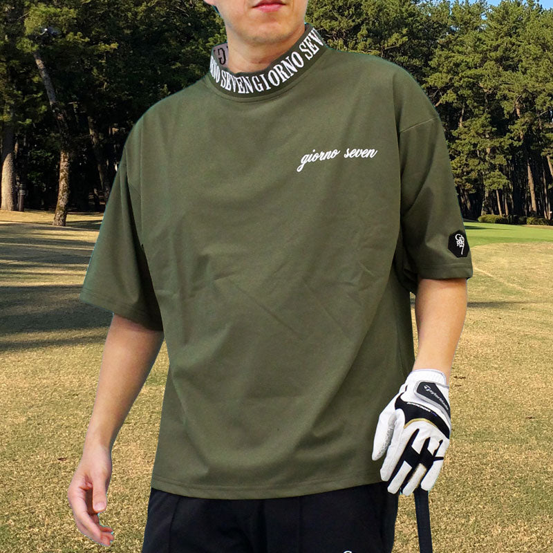 トップイズム TopIsm ゴルフウェア モックネックシャツ メンズ GIORNO SEVEN ジョルノセブン ワイドシルエット ハイネック ゴルフ 接触冷感 ストレッチ 半袖 ロゴ ポロシャツ 春夏