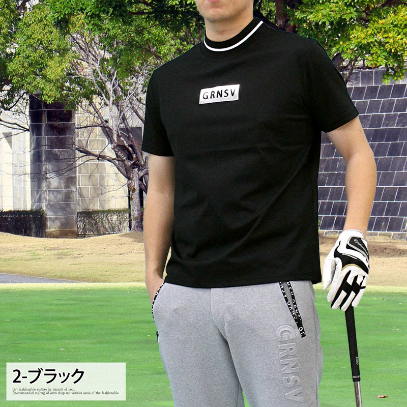 トップイズム TopIsm ゴルフウェア モックネックシャツ メンズ GIORNO SEVEN ジョルノセブン ハイネック ゴルフ 接触冷感 ストレッチ 半袖 シルバーロゴ 首ライン トップス ポロシャツ Tシャツ 春夏