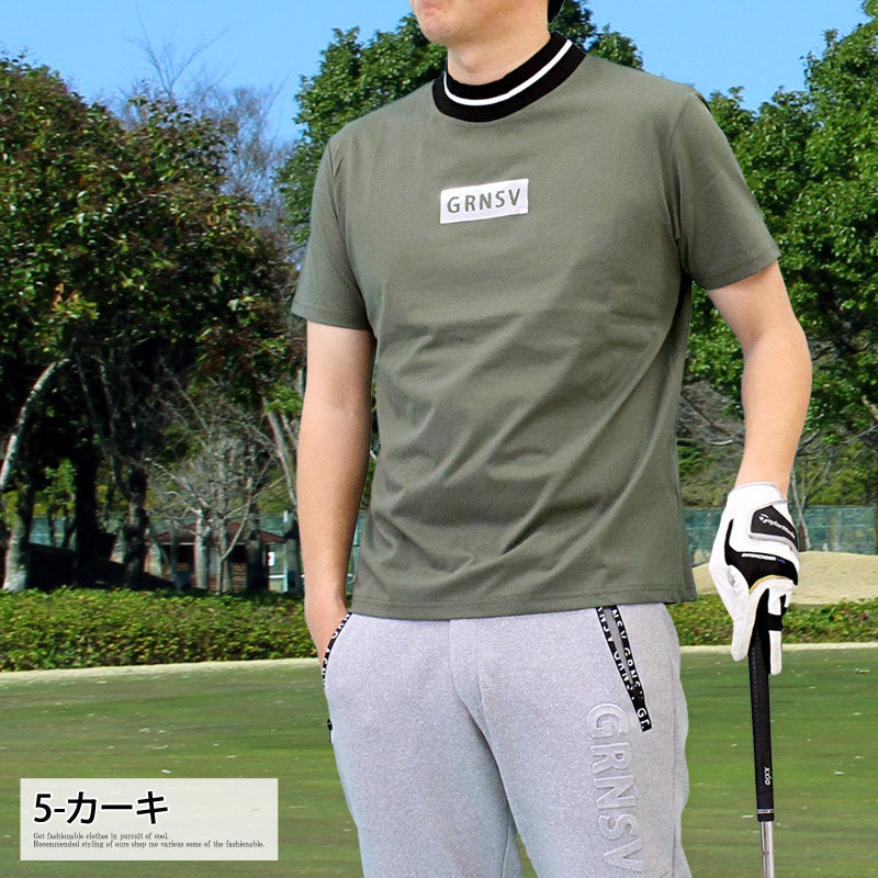 トップイズム TopIsm ゴルフウェア モックネックシャツ メンズ GIORNO SEVEN ジョルノセブン ハイネック ゴルフ 接触冷感 ストレッチ 半袖 シルバーロゴ 首ライン トップス ポロシャツ Tシャツ 春夏