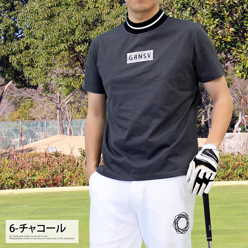 トップイズム TopIsm ゴルフウェア モックネックシャツ メンズ GIORNO SEVEN ジョルノセブン ハイネック ゴルフ 接触冷感 ストレッチ 半袖 シルバーロゴ 首ライン トップス ポロシャツ Tシャツ 春夏