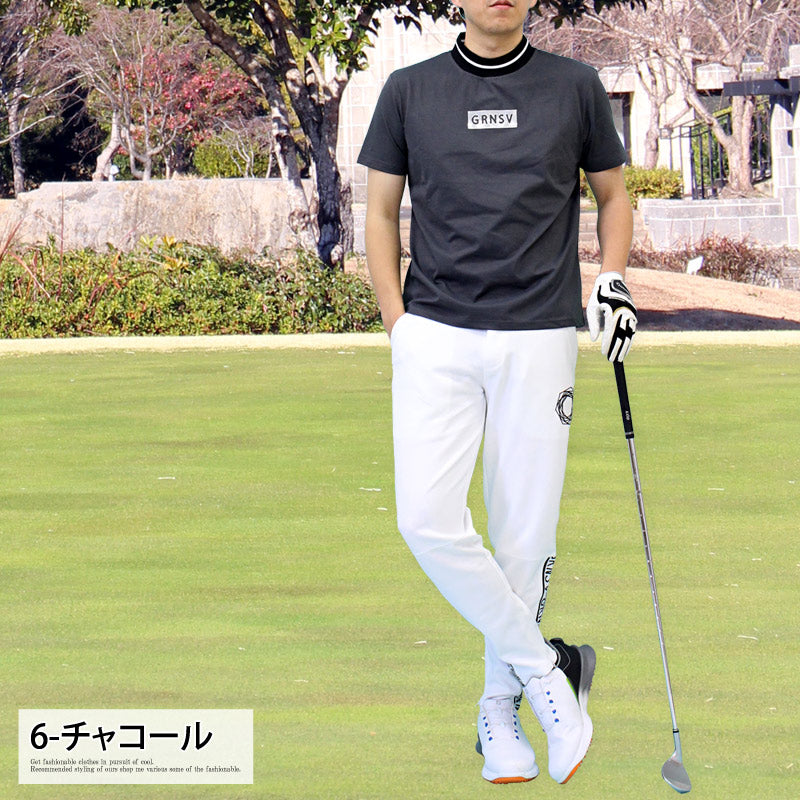 トップイズム TopIsm ゴルフウェア モックネックシャツ メンズ GIORNO SEVEN ジョルノセブン ハイネック ゴルフ 接触冷感 ストレッチ 半袖 シルバーロゴ 首ライン トップス ポロシャツ Tシャツ 春夏
