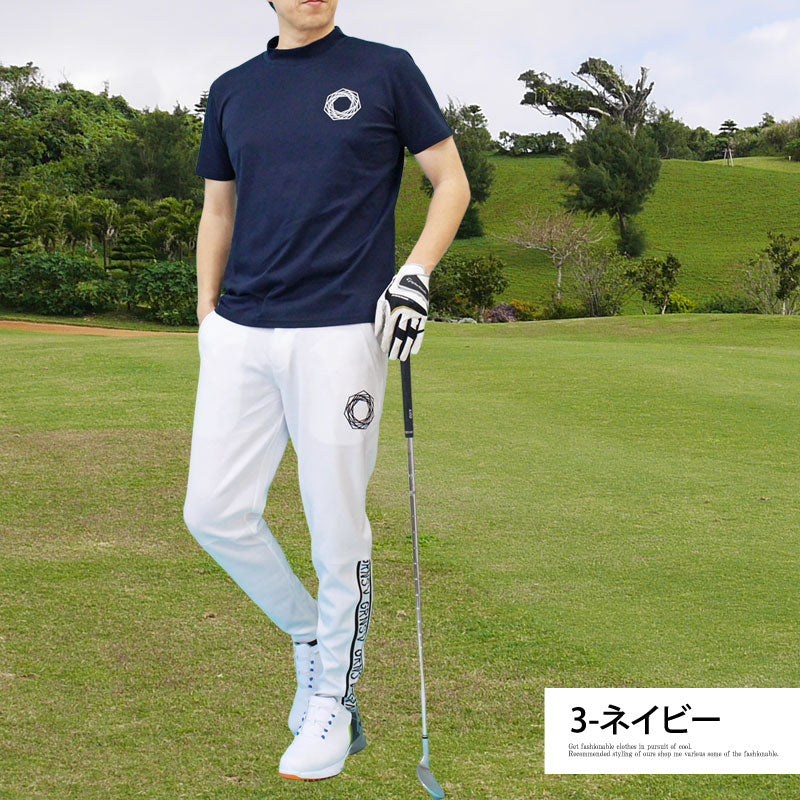 トップイズム TopIsm ゴルフウェア モックネックシャツ メンズ GIORNO SEVEN ジョルノセブン ハイネック ゴルフ 接触冷感 ストレッチ 半袖 バックロゴプリント トップス ポロシャツ Tシャツ 春夏