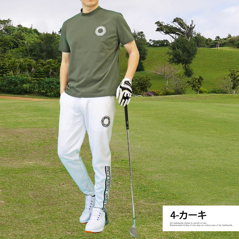 トップイズム TopIsm ゴルフウェア モックネックシャツ メンズ GIORNO SEVEN ジョルノセブン ハイネック ゴルフ 接触冷感 ストレッチ 半袖 バックロゴプリント トップス ポロシャツ Tシャツ 春夏