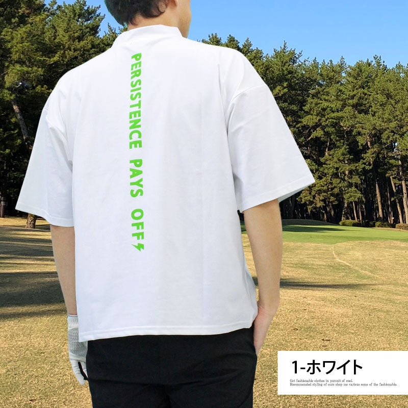 トップイズム TopIsm ゴルフウェア モックネックシャツ メンズ GIORNO SEVEN ジョルノセブン ハイネック ゴルフ 接触冷感 ワイドシルエット 半袖 バックロゴプリント トップス 春夏