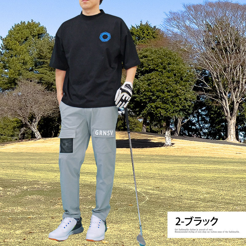 トップイズム TopIsm ゴルフウェア モックネックシャツ メンズ GIORNO SEVEN ジョルノセブン ハイネック ゴルフ 接触冷感 ワイドシルエット 半袖 バックロゴプリント トップス 春夏