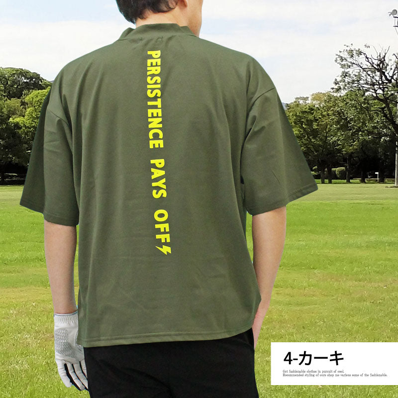 トップイズム TopIsm ゴルフウェア モックネックシャツ メンズ GIORNO SEVEN ジョルノセブン ハイネック ゴルフ 接触冷感 ワイドシルエット 半袖 バックロゴプリント トップス 春夏