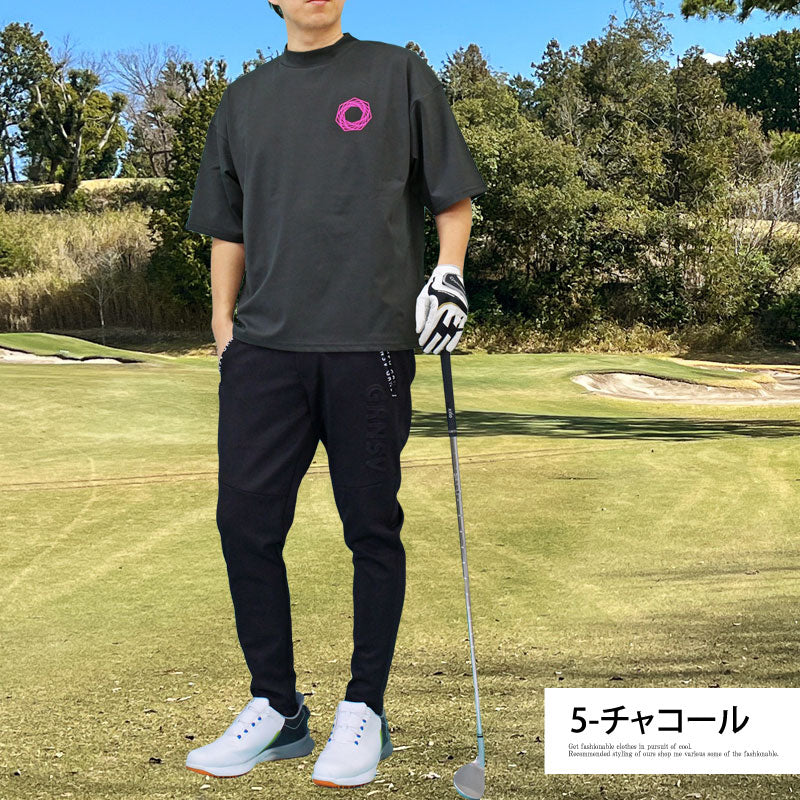 トップイズム TopIsm ゴルフウェア モックネックシャツ メンズ GIORNO SEVEN ジョルノセブン ハイネック ゴルフ 接触冷感 ワイドシルエット 半袖 バックロゴプリント トップス 春夏
