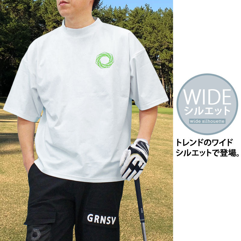 トップイズム TopIsm ゴルフウェア モックネックシャツ メンズ GIORNO SEVEN ジョルノセブン ハイネック ゴルフ 接触冷感 ワイドシルエット 半袖 バックロゴプリント トップス 春夏