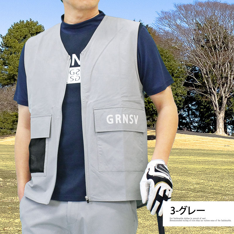 トップイズム TopIsm ゴルフウェア メンズ ベスト GIORNO SEVEN ジョルノセブン トップス ポリエステルストレッチ 多機能ポケット ロゴ おしゃれ 春夏