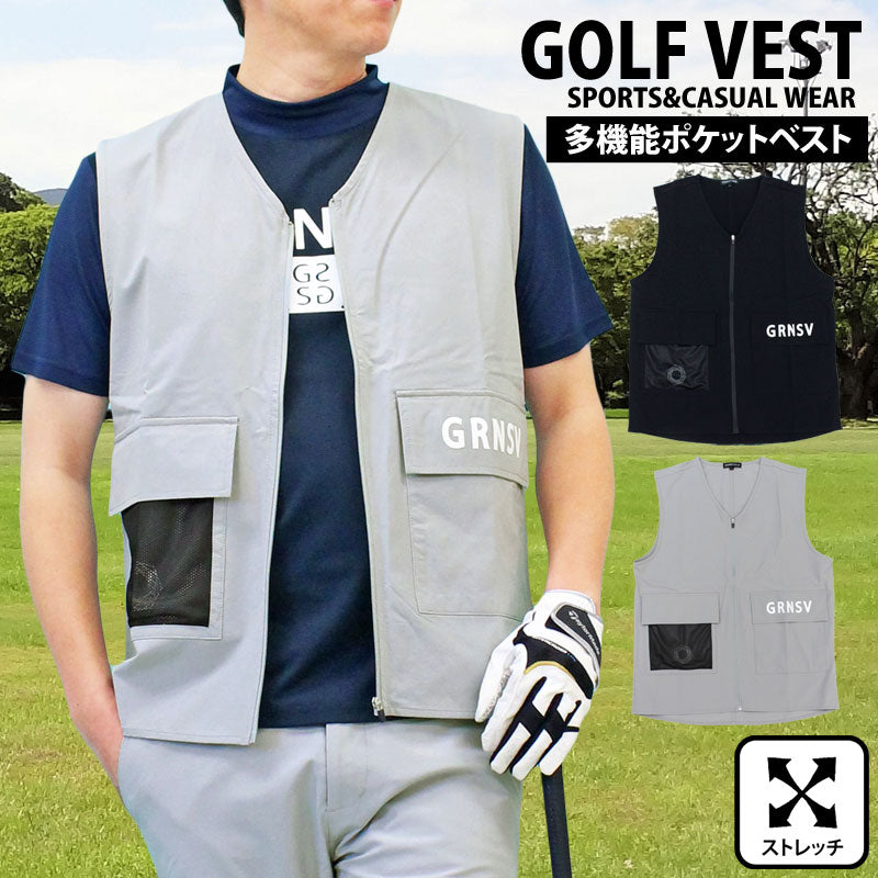 トップイズム TopIsm ゴルフウェア メンズ ベスト GIORNO SEVEN ジョルノセブン トップス ポリエステルストレッチ 多機能ポケット ロゴ おしゃれ 春夏