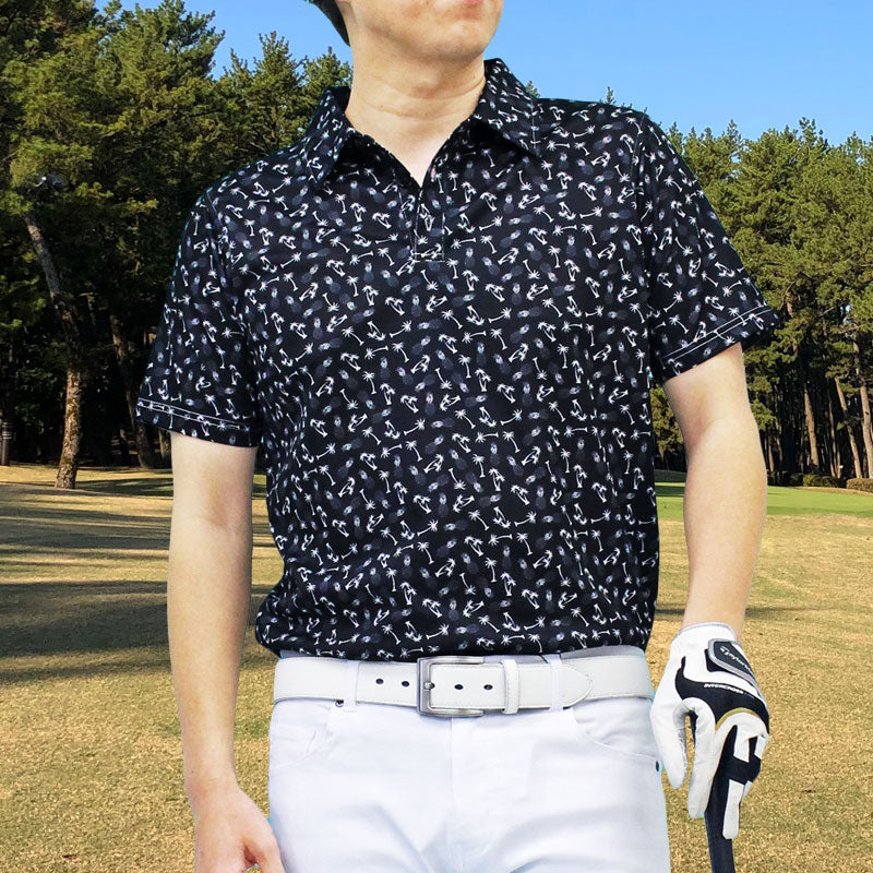 トップイズム TopIsm ゴルフ ポロシャツ メンズ ゴルフウェア 速乾ドライメッシュ ストレッチ 半袖 春夏 カモフラ 迷彩 総柄 千鳥格子 チェック 星スター ボタニカル 小花柄 ヤシの木 幾何学 トップス 大きいサイズ