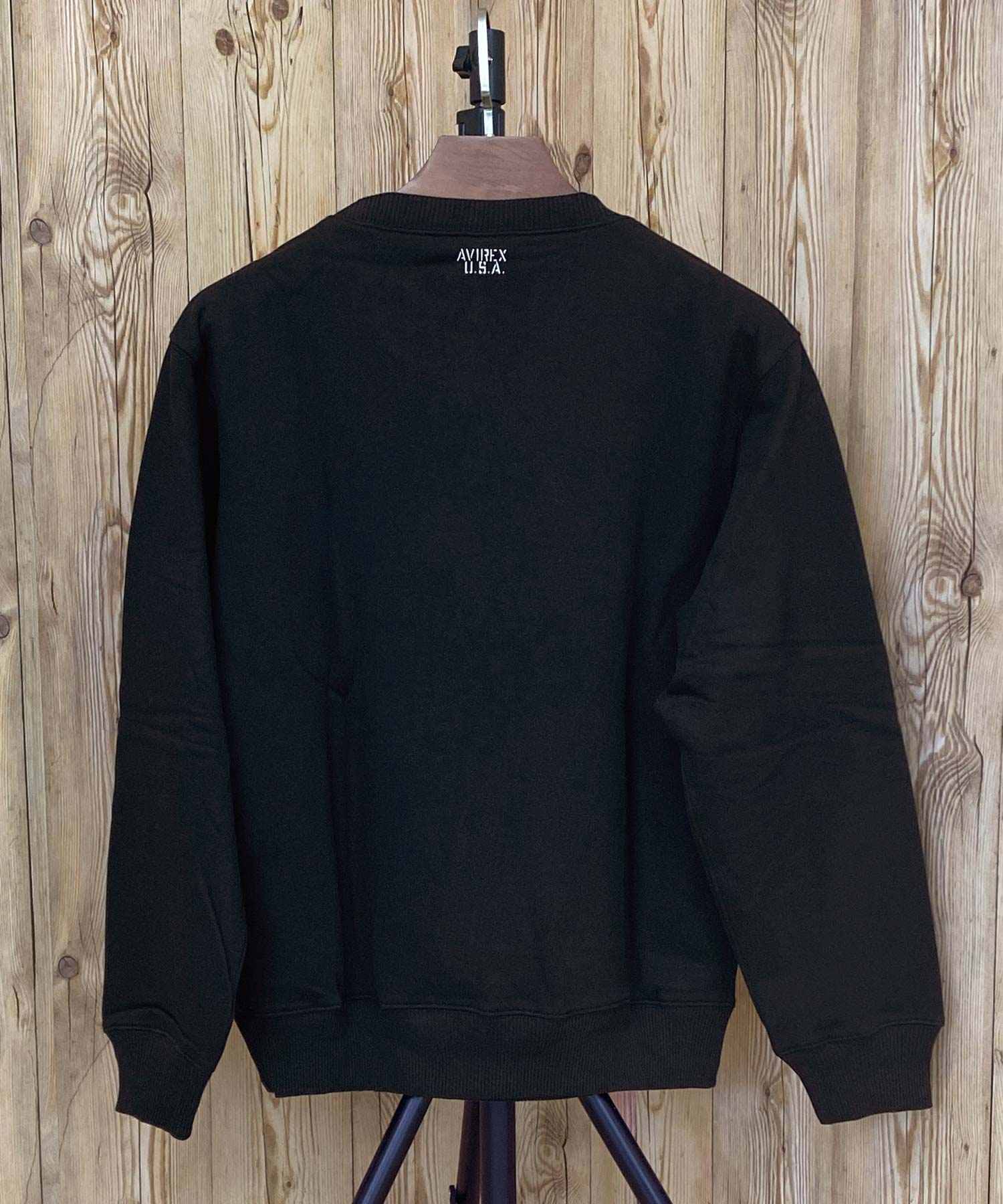 TopIsm AVIREX Renewal Trainer Fleece Lined Sweat Logo Embroidery Long Sleeve Crew Neck Men's Brand AVIREX American Casual