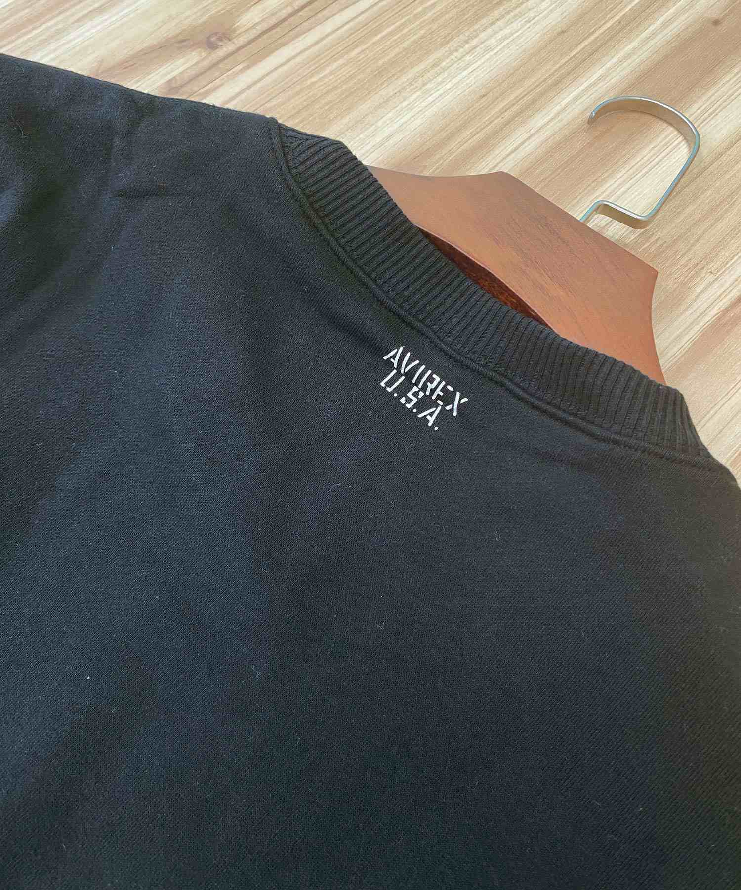 TopIsm AVIREX Renewal Trainer Fleece Lined Sweat Logo Embroidery Long Sleeve Crew Neck Men's Brand AVIREX American Casual