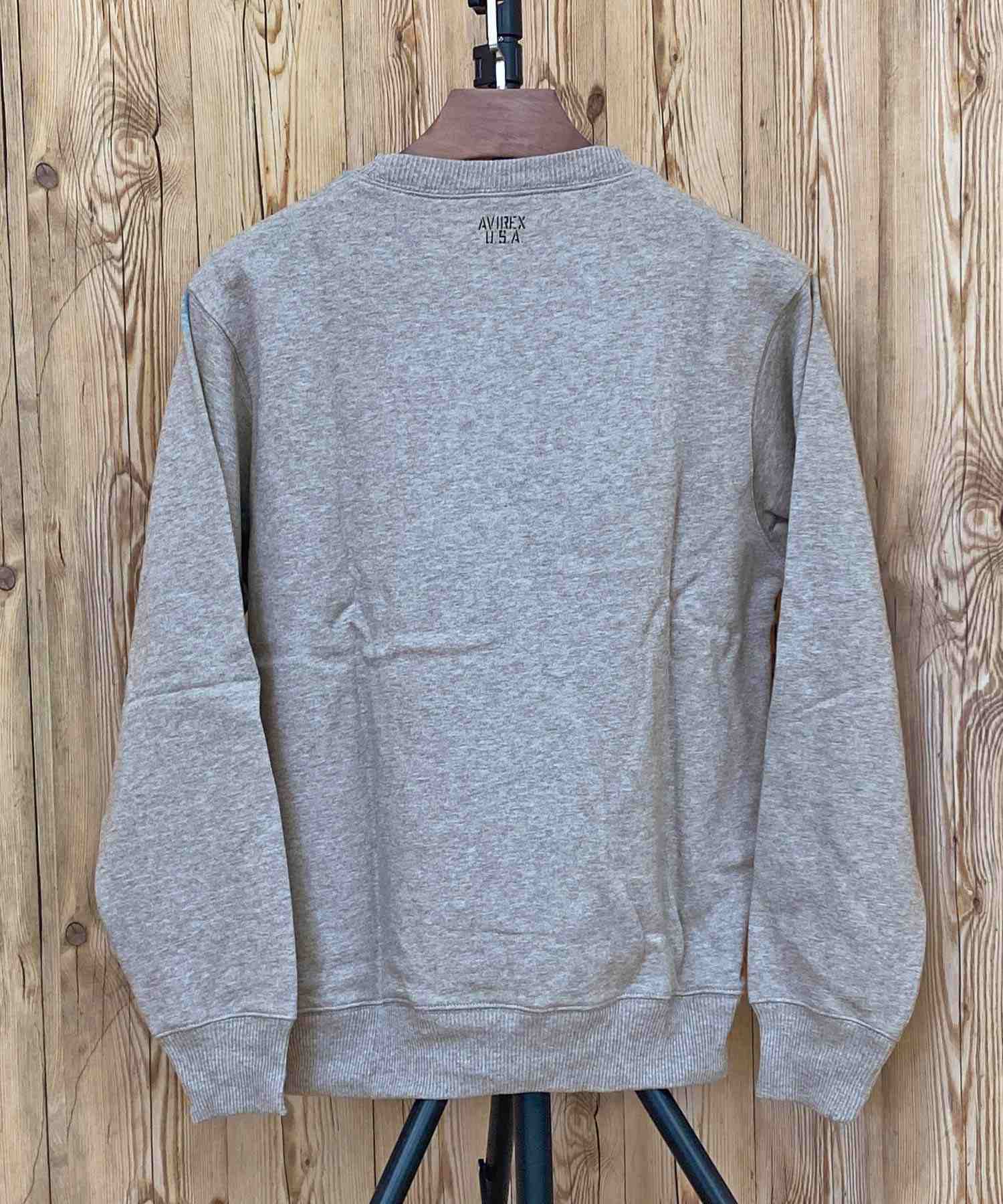 TopIsm AVIREX Renewal Trainer Fleece Lined Sweat Logo Embroidery Long Sleeve Crew Neck Men's Brand AVIREX American Casual