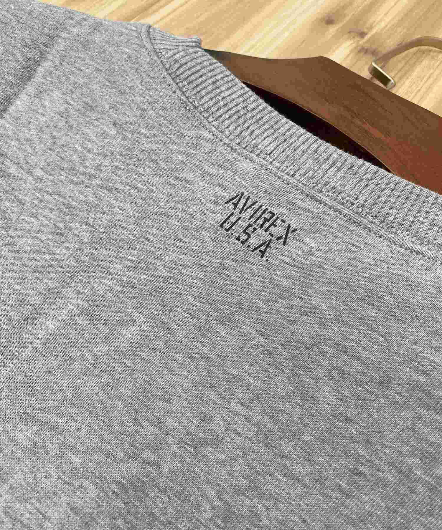 TopIsm AVIREX Renewal Trainer Fleece Lined Sweat Logo Embroidery Long Sleeve Crew Neck Men's Brand AVIREX American Casual