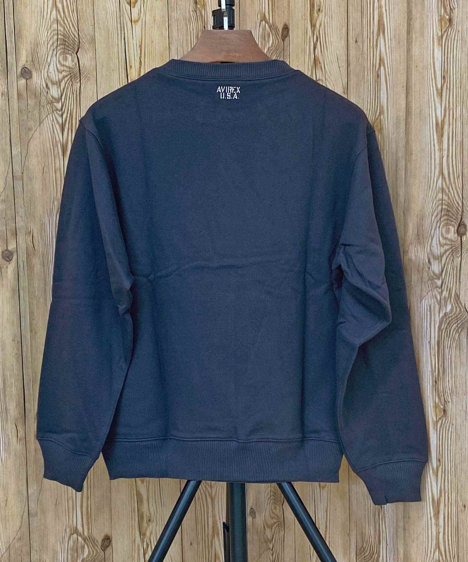 TopIsm AVIREX Renewal Trainer Fleece Lined Sweat Logo Embroidery Long Sleeve Crew Neck Men's Brand AVIREX American Casual