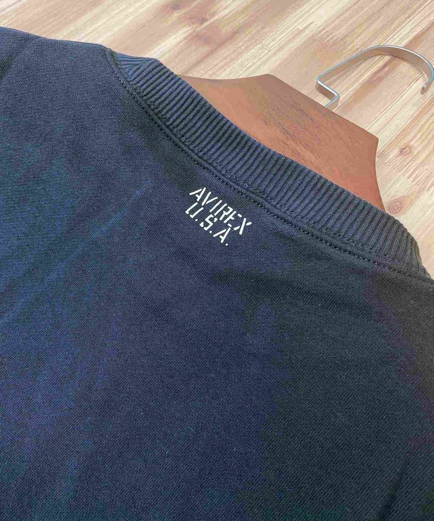 TopIsm AVIREX Renewal Trainer Fleece Lined Sweat Logo Embroidery Long Sleeve Crew Neck Men's Brand AVIREX American Casual
